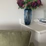 Blue Glass Face Vase & Peony Roses Image 3