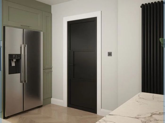 Brand New Seattle 3-Panel Black Solid Interior Door  Half Price
