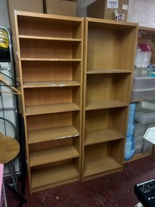 6 Tall Wooden Bookcases + 10 Extra Shelves