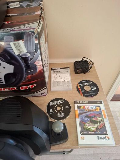 Retro Thrustmaster Ferrari Force Feedback GT PC Steering Wheel & Pedals + Games (Boxed)