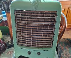 Beautiful 1920s Green Hecla Electric Heater, It features a distinctive Enameled Metal Body with a top handle for portability., postage available or collection