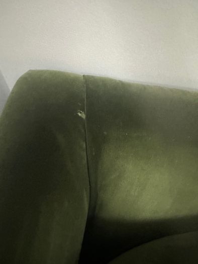 Green velvet sofa
