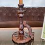 Primitive Candle Stick Antique Style Wood with Iron Tacks Image 4