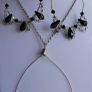 Vintage Sterling Silver Black and Red Crystal Necklace and Earring Set Image 2