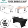 Stretchable Tablecloths 6ft for Rectangle Tables with Open Back, Fitted Spandex Rectangular Patio Table Covers, Wedding, Party, Kitchen, Beauty Event Decoration-Black Image 2