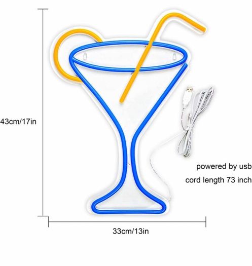 Cocktail Glass Neon Signs Led Neon Sign (17 inch x 13 inch)