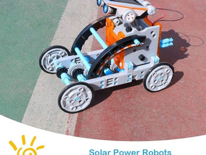 Solar Robot Toy 12-in-1 Educational Science Experiment kit DIY Building Toy Construction Engineering Set for Kids Age 8-12 Boys & Girls Birthday Christmas Gift,Solar Powered Toy-Grey