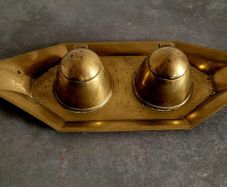 Vintage military brass inkwell