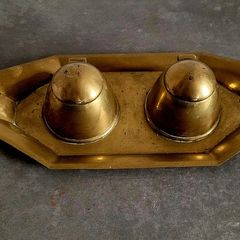 Vintage military brass inkwell