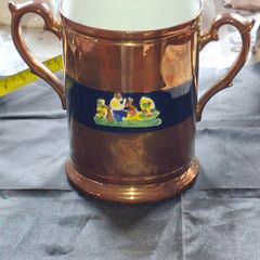Very Large Antique Victorian Staffordshire Copper Lustreware 2 Handle Mug, 1830 to 1860 likely produced in England