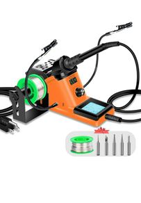 60W Soldering Iron Station Kit 90C-480C Adjustable Temperature, LED Display, Sleep Function, C/F Switch, 2 Helping Hands, 5 Extra Solder Tips & 1 Solder Wire