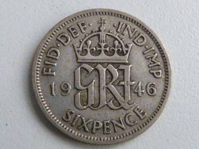 George the Sixth silver sixpence