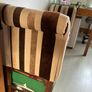 Striped Upholstered Window Seat / Hallway Bench with Wooden Legs Image 3