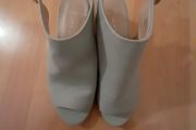 Wide fit open toe light blue boot