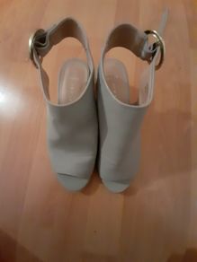 Wide fit open toe light blue boot