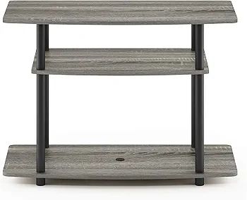 TURN-N-TUBE TV Stand, 3-Tier No Tools Entertainment Center, TV Console for TV up to 32 Inch, for Living Room, Bedroom, French Oak
