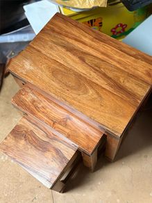 Solid Indian Sheeham Wood Nest of 3 Tables