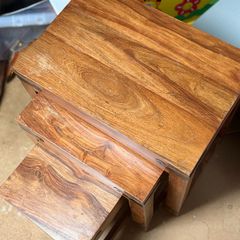 Solid Indian Sheeham Wood Nest of 3 Tables