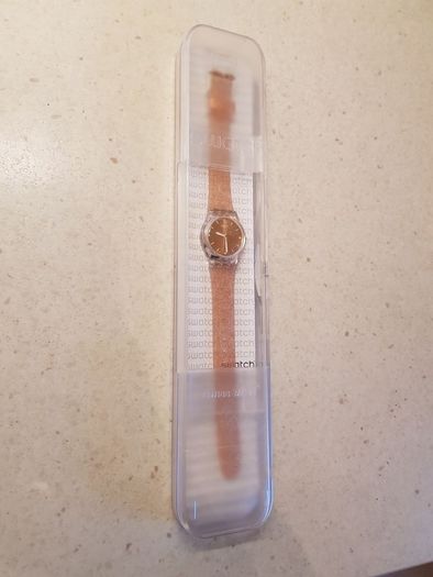 Rose Gold Coloured Glitter Swatch Watch