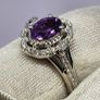 African Amethyst & Moissanite Ring in Rhodium Overlay Sterling Silver Image 8