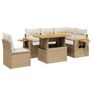 6 Piece Garden Sofa Set with Cushions Beige Poly Rattan Image 2