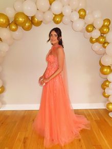 Danis Closet Orange Coral Debs Prom Dress Size 8