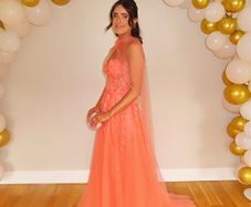 Danis Closet Orange Coral Debs Prom Dress Size 8