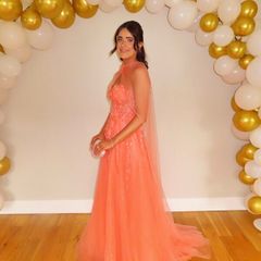 Danis Closet Orange Coral Debs Prom Dress Size 8