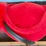 Vintage Mitzi Boutique of London Red Pill Box Hat with Peacock Feather Image 6