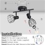 NEW SALE  Spot Light Fittings for Ceilings Adjustable in Matt Black Wire Cage Wall Spotlights with E14 Base Kitchen Spot Lights Industrial 2 Way Ceiling Light Bar for Indoor Hallway Living Room Shop Image 3