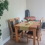 kitchen wooden table extendable in VGC with leather chairs Image 2