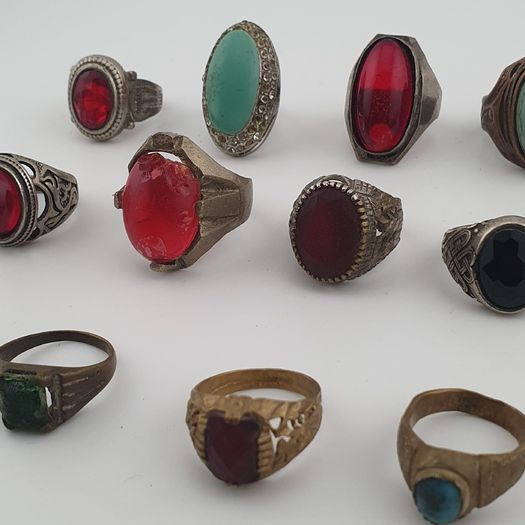 Heritage Antique Brass Jewellery Collection of 15 Mixed Rings