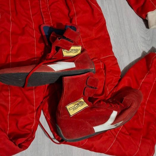 Vintage Red Racing Suit and Shoes