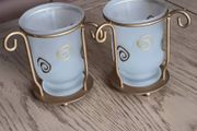 Pair of Frosted Glass Candle Holders