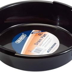 Draper 6L Oil / Fluid Drain Pan | 380mm Diameter | UV Stabiliser Drip Tray | Anti-Splash Lip | 15086