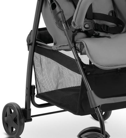 Grey - Super Lightweight Travel Pushchair with Raincover (only 5.9 kg) Compact & Foldable, Fully Reclining, XL Storage Basket, from Birth up to 15 kg