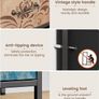 Chest of Drawers, 7 Fabric Drawers Dresser Cabinet with Retro Floral Prints and Vintage Handle, for Bedroom Living Room Entryway, Rustic Brown Image 4