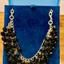 Black Crystal Cluster Necklace Gold Tone Chunky Evening Statement Newbridge Image 6