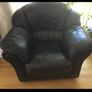 3 piece black leather suite Image 2