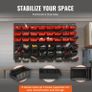 Wall Mounted Storage Bins, 48-Bin Parts Rack Organizer Garage Plastic Shop Tool with Wall Panels, Tool Organizer for Nuts, Bolts, Screws, Nails, Beads, Buttons, Other Small Parts, Black and Red Image 4