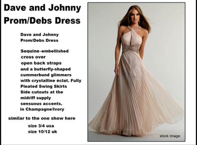 Dave And Johnny By Laura Ryner Backless Sequined Debs/prom/evening Dress In Champagne