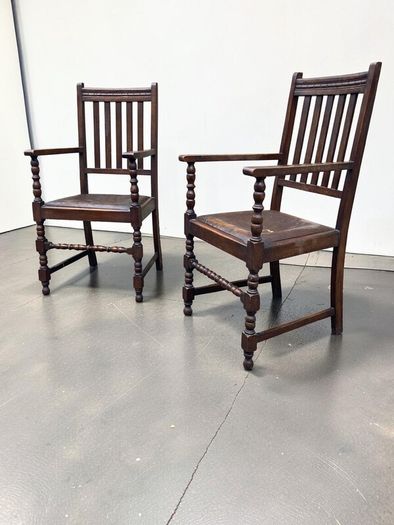 Antique Carver Chairs x 2 - Oak