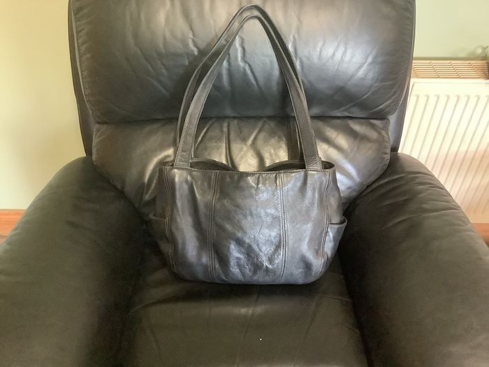 Black leather shoulder bag