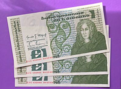 Irish one pound notes