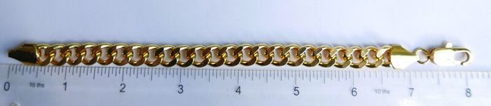 Men's  Bracelet 18K Yellow Gold Plated Flat Cuban Link Chain Bracelet length 8"