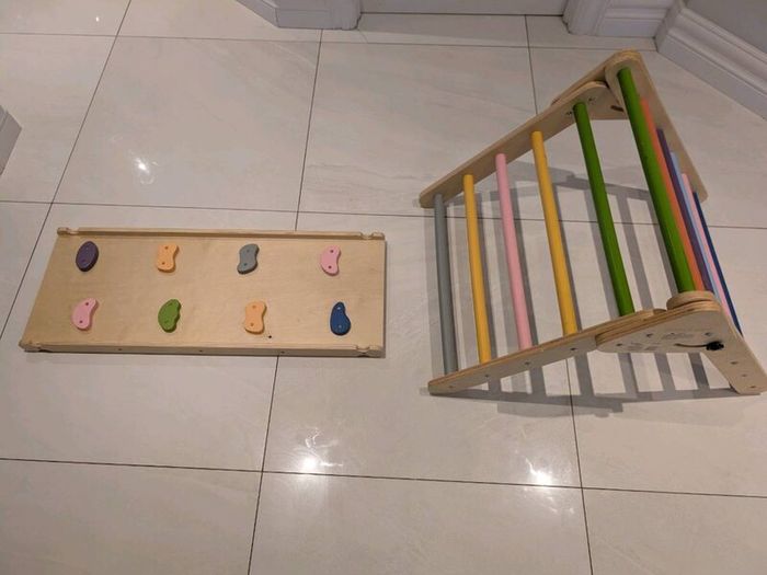 Wooden climbing frame