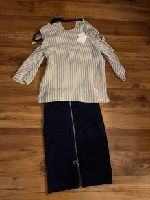Sandro blouse and Vila denim skirt. Size S/uk 10