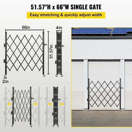 Single Folding Security Gate Steel Accordion Security Gate, Flexible Expanding Security Gate, 360 Rolling Barricade Gate, Scissor Gate or Door with Padlock