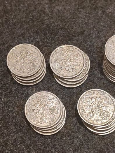 Job Lot 60x British Sixpences 1953 to 1967 Bulk Lot Elizabeth II