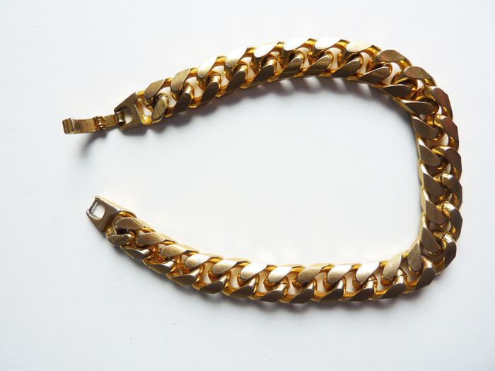 Vintage heavy 18ct gold plated men's bracelet